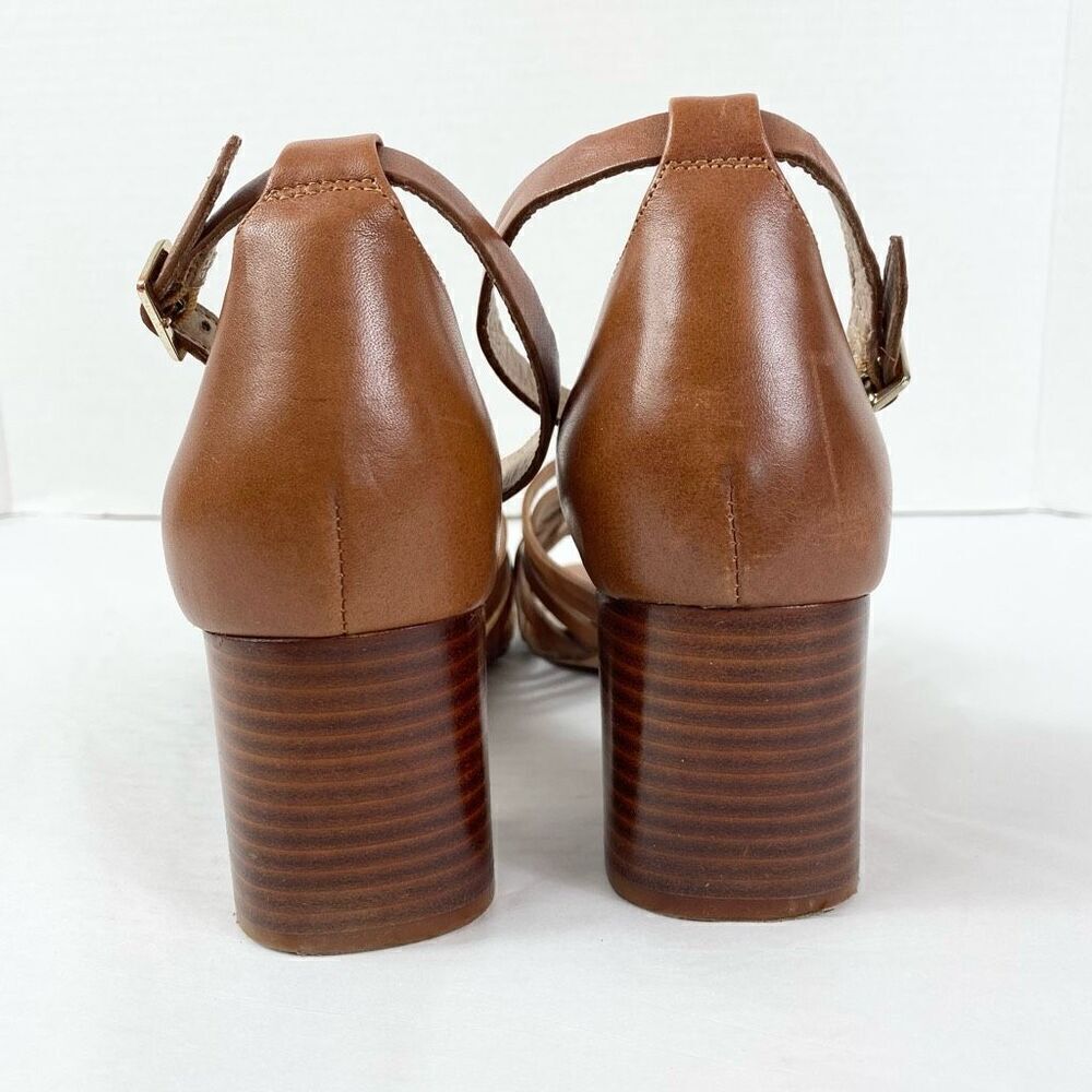 J. Jill Brown Strappy Genuine Leather Block Heeled Open Toe Sandals Size 8 - Picture 5 of 10